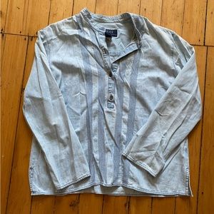 Liz Claiborne Denim Half Button Up Top Size XL